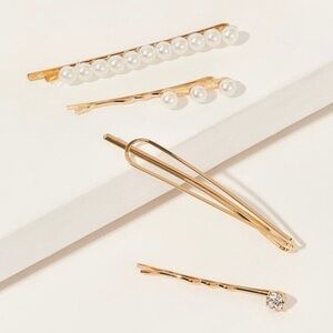 3/$30 💛 4pcs Faux Pearl Rhinestone Hair Clips